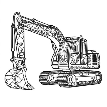 Escavadora Estilizada (Desenho para Colorir)