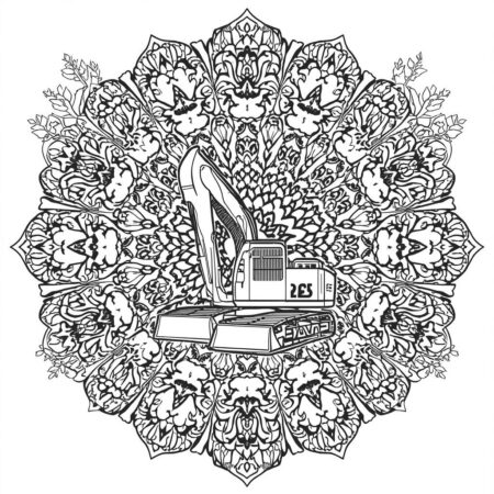 Escavadora para Adultos (Desenho para Colorir)