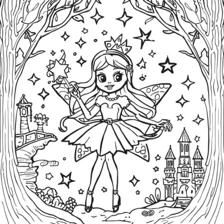 Estrela de Contos de Fadas (Desenho para Colorir)