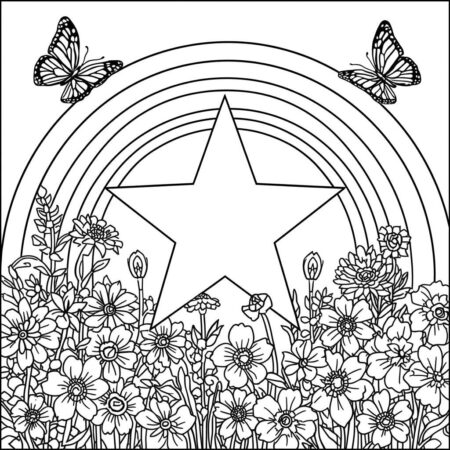Estrela do Arco Iris (Desenho para Colorir)