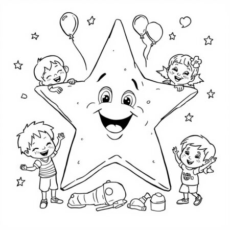Estrela do Dia das Criancas (Desenho para Colorir)