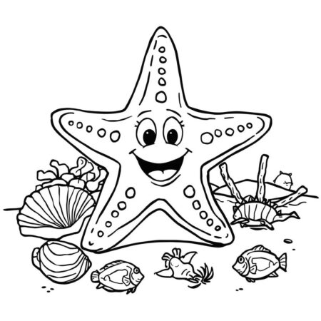 Estrela do mar feliz Para Meninas (Desenho para Colorir)