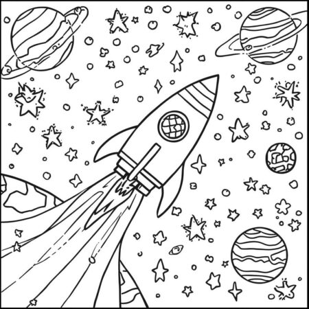 Estrelas e Planetas (Desenho para Colorir)