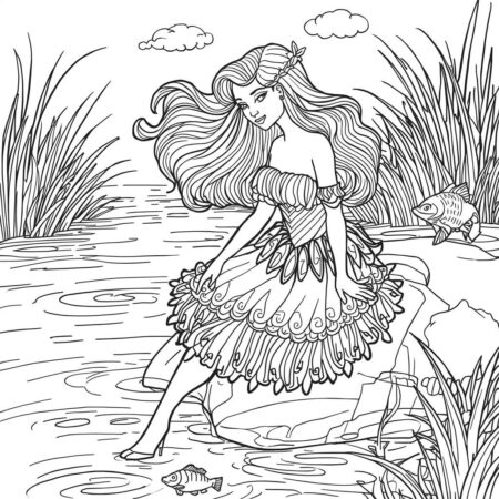 Fada da Agua (Desenho para Colorir)