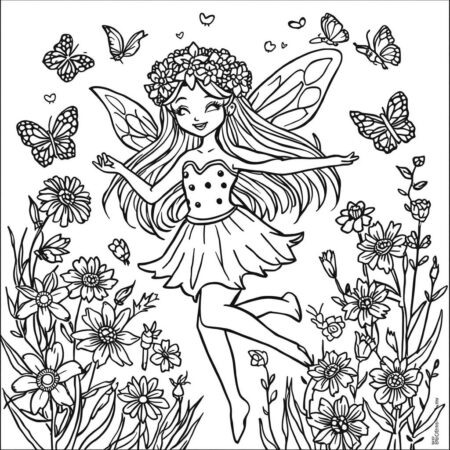 Fada de Primavera (Desenho para Colorir)