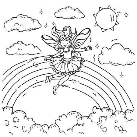 Fada e Arco Iris (Desenho para Colorir)