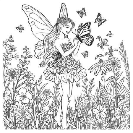 Fada e Borboletas (Desenho para Colorir)