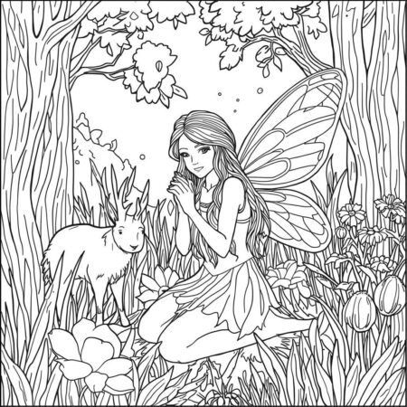 Fada e a Natureza (Desenho para Colorir)