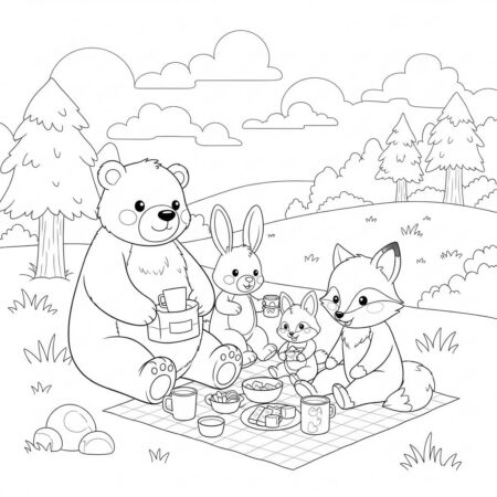 Familia de Animais (Desenho para Colorir)