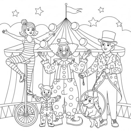 Familia de Circo (Desenho para Colorir)