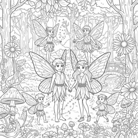 Familia de Fadas (Desenho para Colorir)