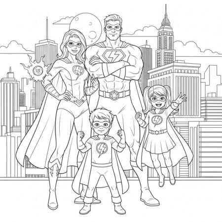 Familia de Super herois (Desenho para Colorir)