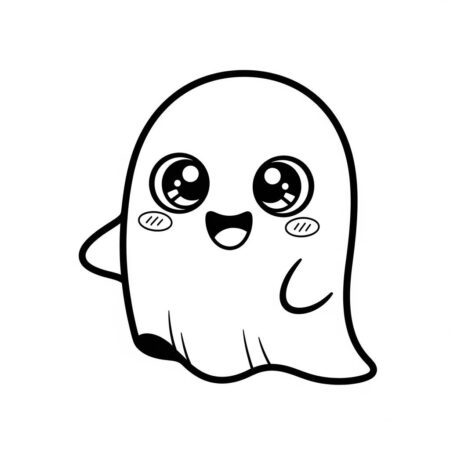 Fantasma Kawaii Fofinho (Desenho para Colorir)