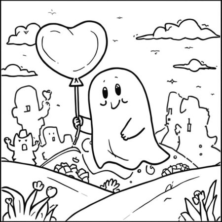 Fantasma com Coracao (Desenho para Colorir)