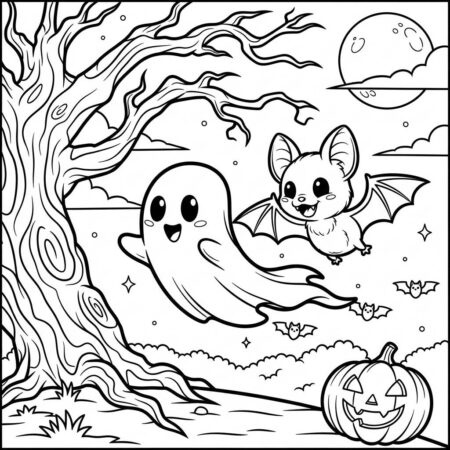 Fantasma e Morcego (Desenho para Colorir)