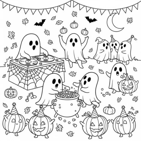 Fantasmas e Aboboras (Desenho para Colorir)