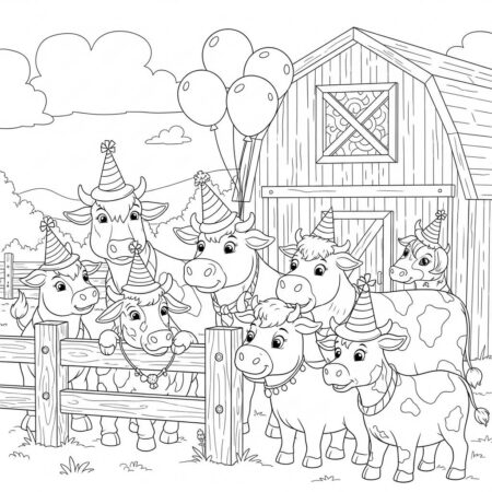 Fazenda Animais em Festa (Desenho para Colorir)