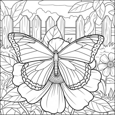 Fazenda Borboleta no Jardim (Desenho para Colorir)