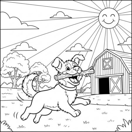 Fazenda Cao Feliz (Desenho para Colorir)