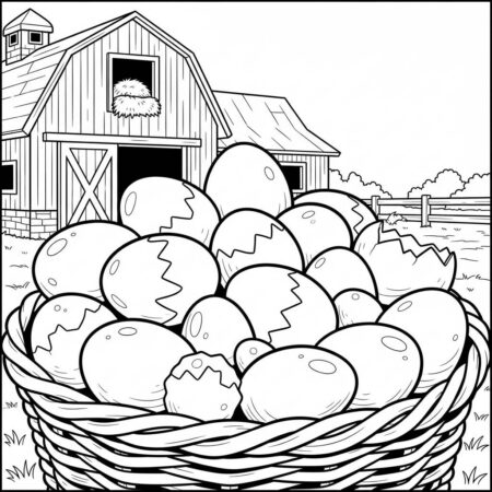 Fazenda Cesto de Ovos (Desenho para Colorir)