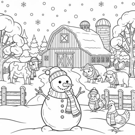 Fazenda Estacao de Inverno (Desenho para Colorir)