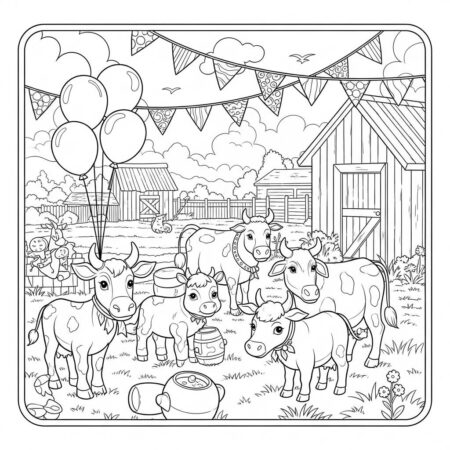 Fazenda Festividade de Animais (Desenho para Colorir)