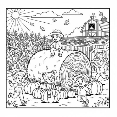 Fazenda Festividade de Outono (Desenho para Colorir)
