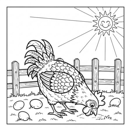 Fazenda Galinha Colorida (Desenho para Colorir)