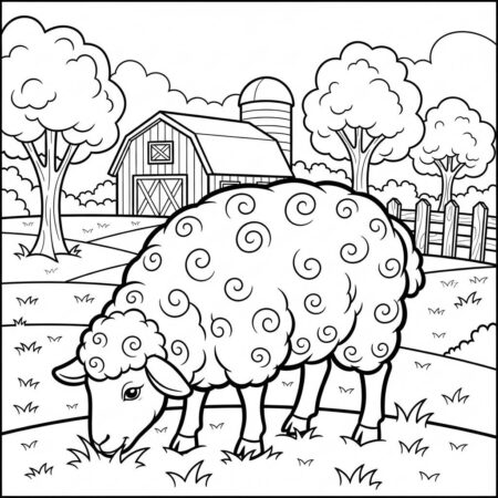 Fazenda Ovelha Fofa (Desenho para Colorir)