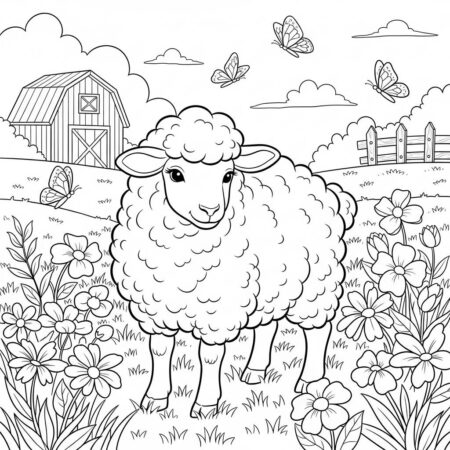 Fazenda Ovelha Fofa (Desenho para Colorir)