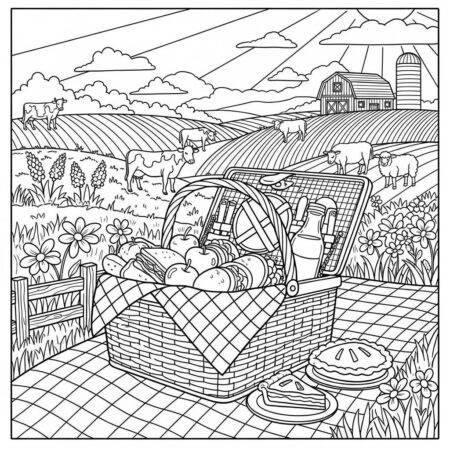 Fazenda Passeio de Cesta (Desenho para Colorir)