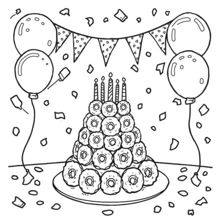 Festa de Donuts (Desenho para Colorir)