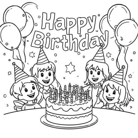 Festa de aniversario Para Meninas (Desenho para Colorir)