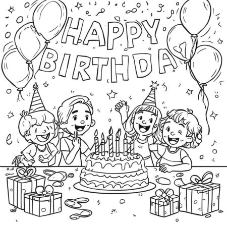 Festa de aniversario Para Meninos (Desenho para Colorir)