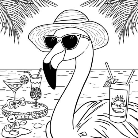 Flamingo Festa de Verao (Desenho para Colorir)
