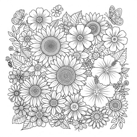 Flores do Verao Coloridas (Desenho para Colorir)