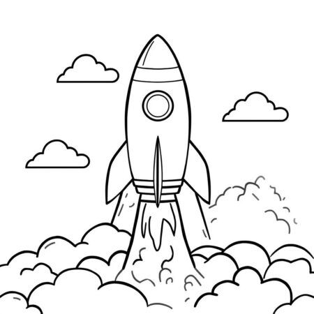 Foguete Espacial Simples (Desenho para Colorir)