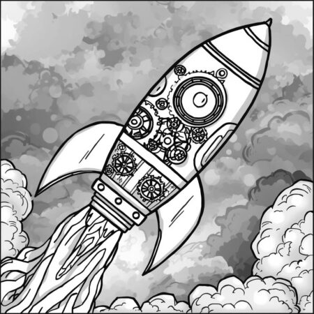 Foguete Steampunk (Desenho para Colorir)