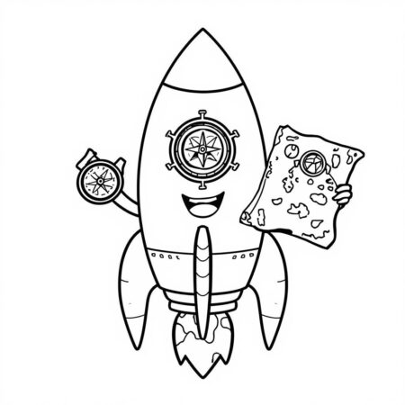 Foguete de Aventura (Desenho para Colorir)