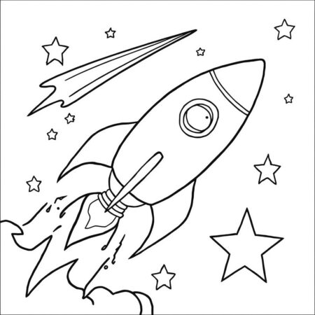 Foguete e Cometas (Desenho para Colorir)