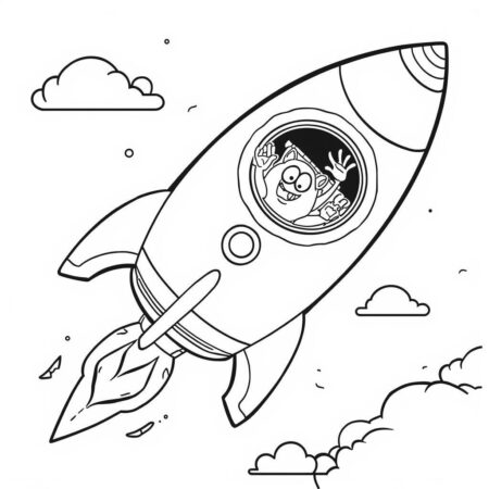 Foguete e Monstros (Desenho para Colorir)