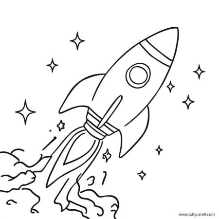 Foguete e Viagem (Desenho para Colorir)