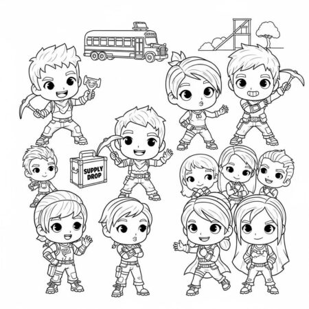 Fortnite Estilo Chibi (Desenho para Colorir)