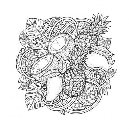 Frutas Tropicais Deliciosas (Desenho para Colorir)