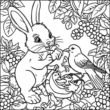 Frutas e Animais (Desenho para Colorir)
