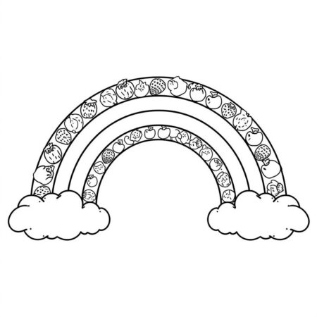 Frutas e Arco iris (Desenho para Colorir)