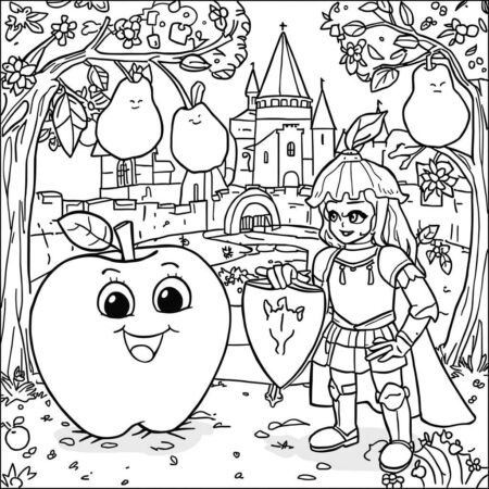 Frutas e Contos de Fadas (Desenho para Colorir)