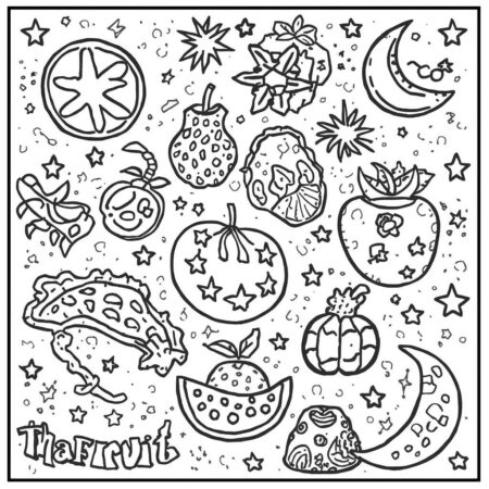 Frutas e Estrelas (Desenho para Colorir)
