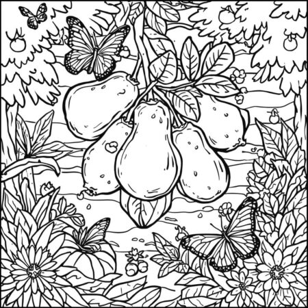 Frutas e Natureza (Desenho para Colorir)
