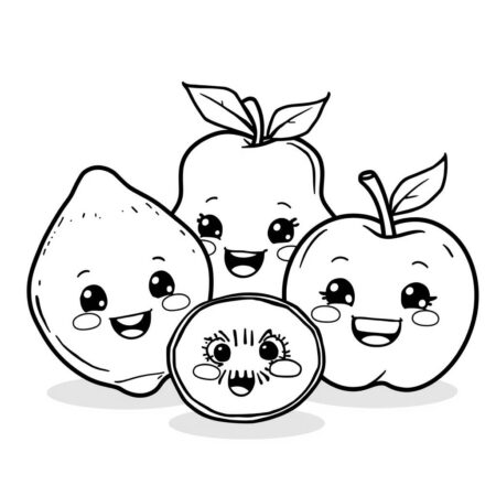Frutas e Sorrisos (Desenho para Colorir)